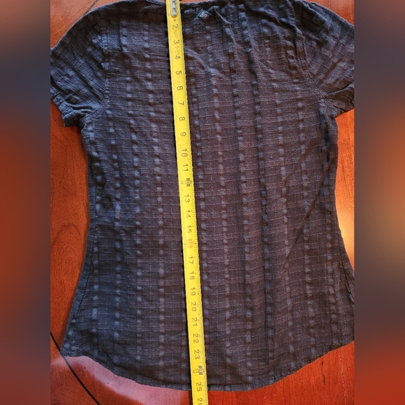 Prana Lucie Cotton Short Sleeve Button Up Embroidered Panel Top - Size Small - Picture 6 of 9